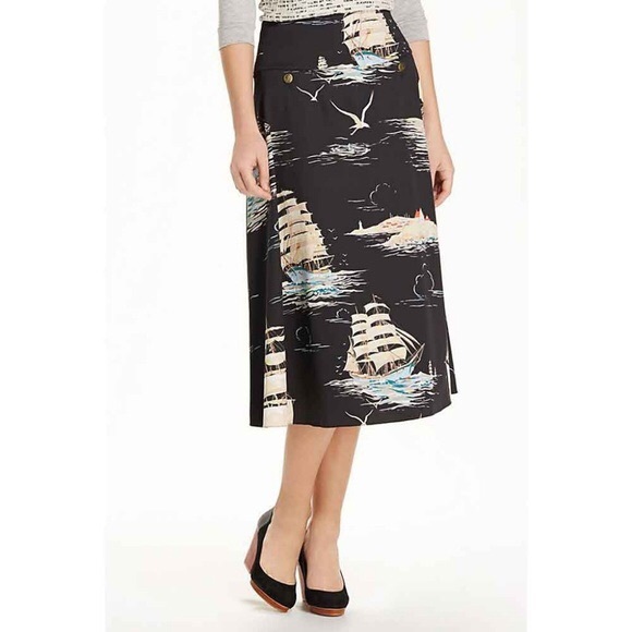 Anthro leifnotes Sail away nautical a line skirt 2 - Picture 1 of 12
